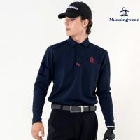 Munsingwear 企鵝牌 男款深藍色日本製企鵝印花長袖POLO衫 MGUT2B10
