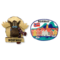 【A-ONE 匯旺】挪威馴鹿可愛磁鐵+挪威 卑爾根Bryggen 峽灣小鎮外套貼布2件組彩色磁鐵(C186+348)