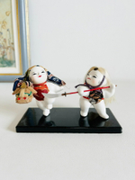 日本昭和 鄉土玩具 緣起物 一對加賀人形置物擺飾