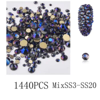 SS3-SS20 Glass Shiny Non Hotfix Diamond Flat Back Rhinestones Glass Crystal Stones Glue For Nail Art Decoration