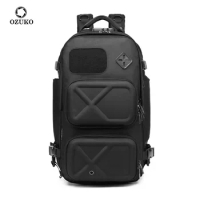 OZUKO Backpack Men Multifunction Business 17 Inch Laptop Waterproof Anti-theft Backpack USB Outdoor Travel Backpack shoe bag