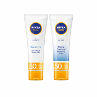 【NIVEA 妮維雅】全護清爽防曬隔離乳 SPF50 50ML系列(高效抗油光/敏感肌專用/德國防曬)