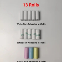 13 Rolls Lebeling Supplies Thermal Paper Sticker Paper Photo Color Transparent Sticker For PeriPage PAPERANG Photo Printer