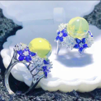 【勝弘珠寶】多明尼加藍珀璀璨耀眼戒指-13mm