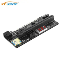 PCIE Riser 1x to 16x Graphic Extension Card with 6P to SATA Cable &amp; USB 3.0 Riser Cable for GPU Powered Riser PCI-E Adapter Card
