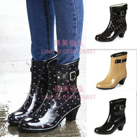 雨鞋春夏女防水高跟雨靴防滑玻跟水靴中筒時尚水鞋【聚寶屋】