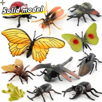 Simulation Insect Ladybug Butterfly Ants Frog Rhinoceros Beetles Model Action Figures Centipede Cricket Scorpion Figurines Toys