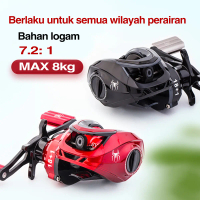 7.2:1 Kumparan ganda Rem ganda Tarikan maksimum 8kg Gulungan Pancing Logam portabel ultra ringan unt