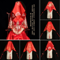 新古裝秀禾中式婚禮結婚道具刺繡花龍鳳紅蓋頭紅繡球喜稱新娘用品