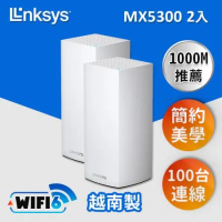 Linksys Velop 三頻MX5300 Mesh Wifi(二入)網狀路由器(AX5300) MX10600-AH