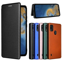 For ZTE Blade A51 Case Luxury Flip Carbon Fiber Skin Magnetic Adsorption Case For ZTE A51 A 51 ZTEA51 Phone Bags