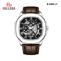 Jam Tangan Pria Belleda 9484 Tali Kulit Segi Otomatis Unisex Pria Wanita Watch Anti Air 3 Atm