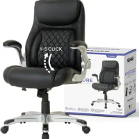 Ergonomic PU Leather Office Chair. Lumbar Support with Armrests. Modern Executive Chair