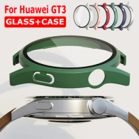 2-IN-1 Tempered Glass Screen Protector Case for Huawei Watch GT3 46MM 42MM Anti-scratch Full Coverage Hard GT 3 Protective Cover