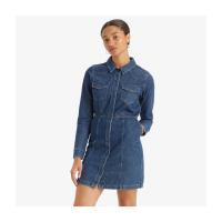 【LEVIS 官方旗艦】女款 經典丹寧牛仔長袖洋裝 熱賣單品 A7592-0000