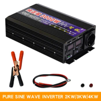 3000W 2000W 1000W Pure Sine Wave Inverter Power Bank Home Car Invert LED Display DC 12V 24V To AC 220V Converter Voltage Solar
