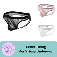 Airnet Thong Men's Sexy Brief Underwear / Celana Dalam Seksi Pria Hitam L
