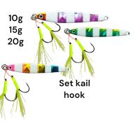 blanka umpan micro jig 10g, 15g, 20g seat asist hooks menyala dalam gelap umpan jig umpan micro jig 