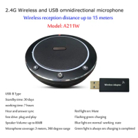A211W USB Wireless Speech Speaker Support for Zoom Huawei Software and Mobile Phone Smart Speakerphone