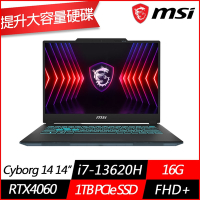 MSI微星 Cyborg 14 A13VF-026TW 14吋電競筆電(i7-13620H/RTX4060/16G/1TB PCIe SSD/Win11/特仕版)