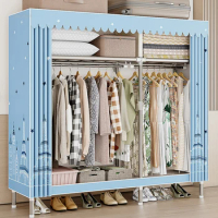 Modern Household Simple Wardrobes Bedroom Furniture Thickened Full Steel Frame Assembly Cloth Wardrobe Home Bedroom Open Closets