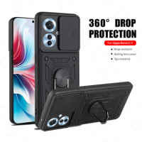 Push Pull Camera Protect Case For Oppo Reno11 F 5G Reno F25 Pro 11F F 11 25pro Car Magnetic Ring Stand Shockproof Protect Shell