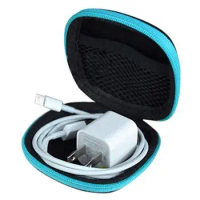 Square Portable Case for Headphones Case Mini Zippered Round Storage Hard Bag Headset Box for Earphone Case SD TF Cards