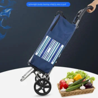 Light Grocery Cart, Folding Family Shopping Trolley, Portable Elderly Vegetable Basket, Supermarket Trailer Trolley