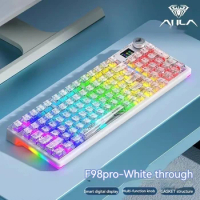 Aula F98pro Wireless Bluetooth Three Mode Transparent Mechanical Keyboard With Display Screen Game Keyboard Computer Accessories