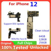 Unlocked For IPhone 12 Motherboard Clean ICloud Mainboard Support Update With Face ID Logic Board 64GB 128GB Clean Free iCloud