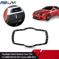 Car Styling Stickers Interior Carbon Fiber Headlight Switch Buttons Cover Trim For BMW E90 E92 E93 2008-2012 3 Series Accessorie