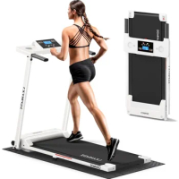 Walking Pad Treadmill 300 lb Capacity, 3.0 HP LED Display Foldable Compact Running Treadmill for Home Office Small Spaces (Off-W