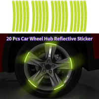 20 Pcs Car Wheel Hub Reflective Sticker, Reflective Wheel Sticker, Night Reflective Safety Decoration Strip for Cars, Motorcycle