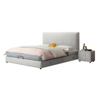Modern Soft Bed Frames Set Room Furniture Set Luxury Unique Fabric Slatted King Queen Size Wood Bed With Frame