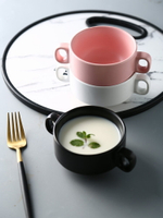 創意烤箱碗烘焙家用雙耳陶瓷碗單個甜品碗麥片早餐奶昔一人食小碗