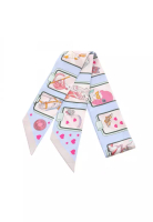 Hermès Pre-Loved Hermès twilly Hermes STORY ribbon scarf silk Light blue multicolor