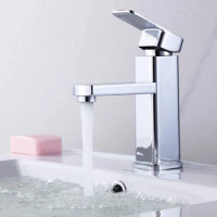 304 Stainless Steel Silver Single Cold Sink Faucet Bathroom Counter Basin Faucet Anticorrosion Antirust Surface Treatment