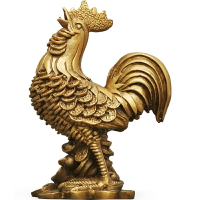 純銅雞擺件風水一家雞寓意招財銅公雞擺件元寶金雞家居客廳裝飾品