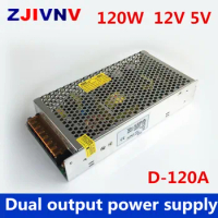 120w Dual output power supply 12v 5v, switch mode power supply two group 5v 12a, 12v 5a led power supply ac to dc (D-120A)