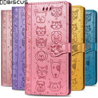 Cat Dog Leather Flip Case For Samsung Galaxy M12 M32 M11 M21 M31 S S8 S9 S10 S20 S21 Ultra 5G J4 J6 Plus Note 10 20 Wallet Cover