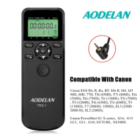 AODELAN TRS-C6 LCD Time Shutter Release Remote Control for Canon EOS R6 R M6 II M5 90D 250D 800D 600D 700D 500D 30D Rebel T4i