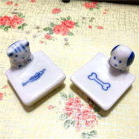 日式zakka創意小貓魚盤筷子架家用筷子托筷枕可愛小狗骨頭盤筆擱