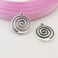 10pcs 19x17mm Swirl Charm Pendants For Jewelry Making Antique Silver Color Whirlpool Round Tag Pendants Charm Swirl