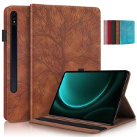 Coque For Samsung Tab S9 Fe Case 10.9 inch 3D Embossed Tree Wallet Stand Book Cover For Funda Galaxy Tab S9 FE Case Capa 10.9"