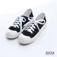 ZUCCA-雙色綁帶繩帆布休閒鞋-黑-z6906bk