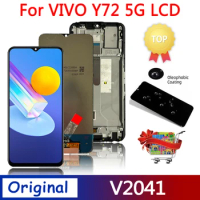 6.58"Original Y72 5G Screen With Frame For Vivo Y72 5G LCD V2041 Display Touch Screen Digitizer Assembly Replacement Parts