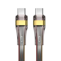 Cablecc USB-C Ultra Slim Flat Type C to Type C USB2.0 Data Cable Power 65W Fast Charge for Laptop Tablet Phone