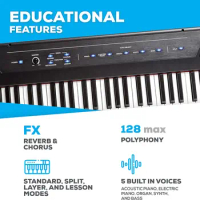 Alesis Recital – 88 Key Digital Piano Keyboard with Semi Weighted Keys, 2x20W Speakers, 5 Voices, Split, Layer and Lesson Mode,