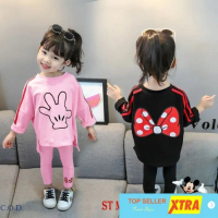 Baju ST MICKEY LIST HITAM SL Setelan Anak perempuan babytery hitam Kekinian Tiktok shop Fashion Musl