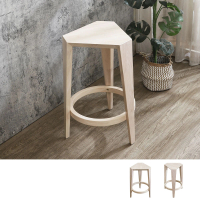 【BODEN】梅莉森幾何六角造型實木吧台椅/吧檯椅/高腳椅-洗白色